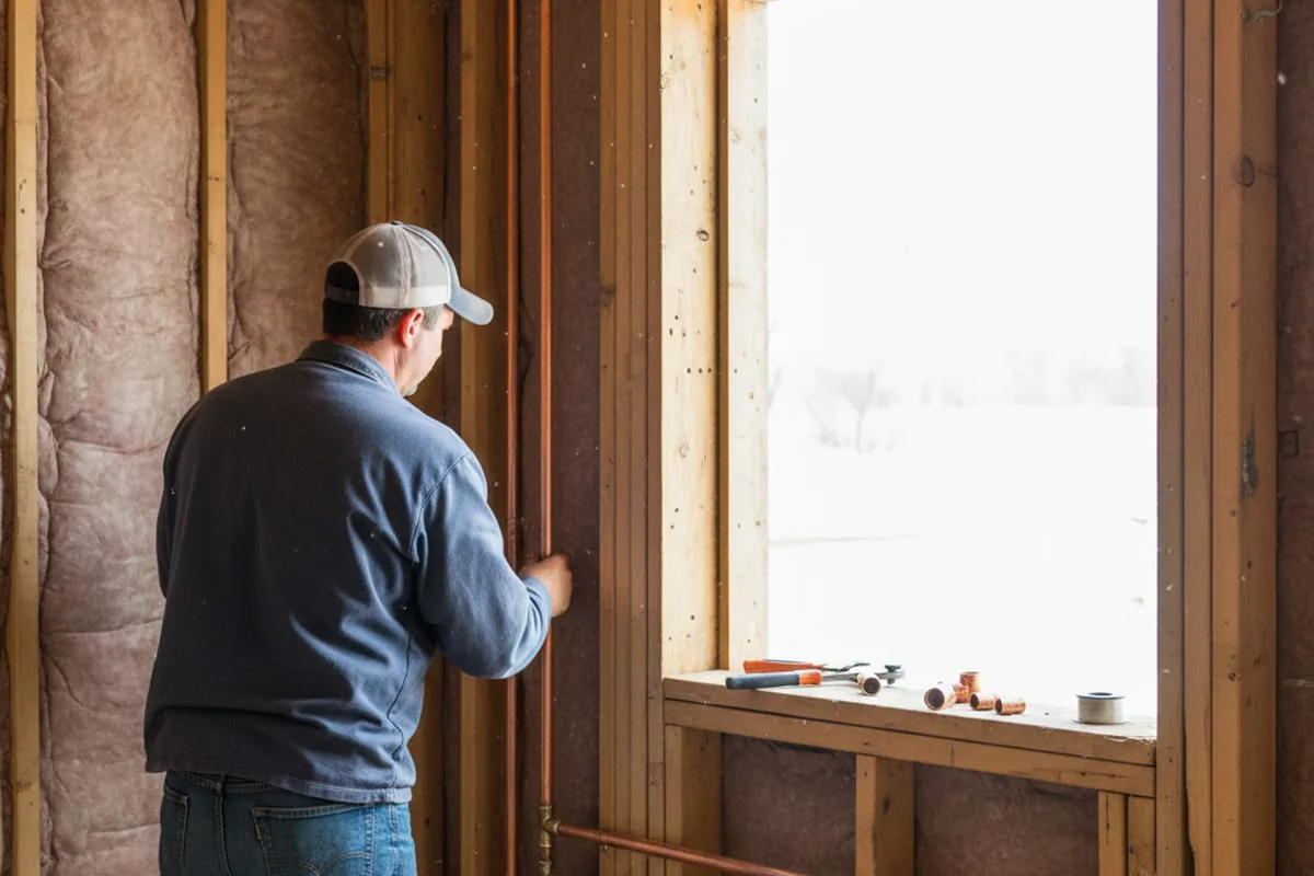 Licensed plumber running new copper supply lines in a Strongsville home